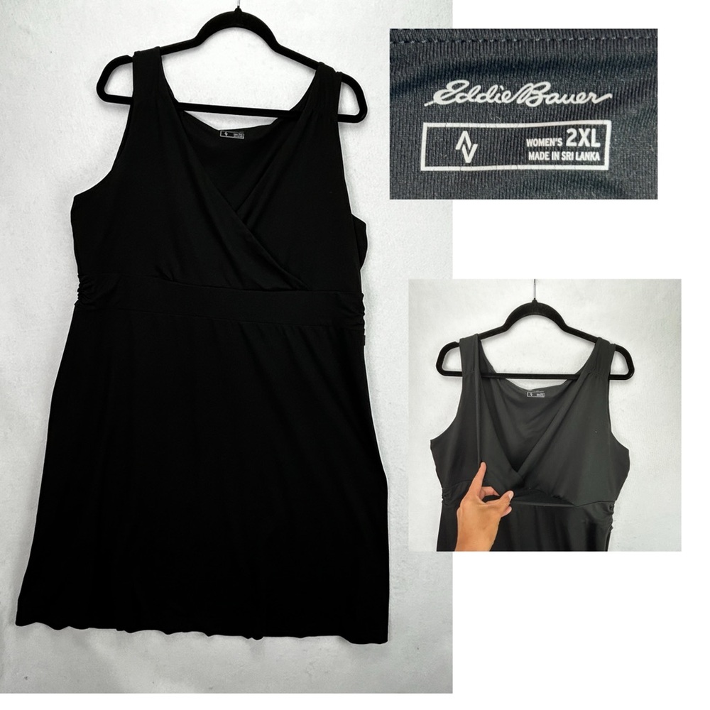Eddie Bauer Black Cross Bust Sleeveless Dress with Stretch Size 2XL(749)